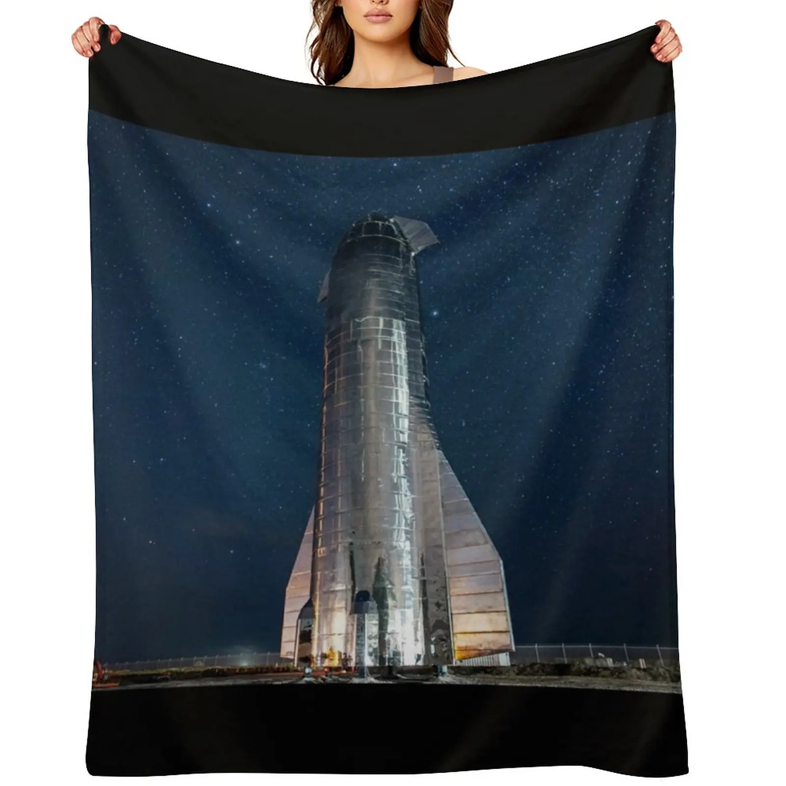 

SpaceX Starship at Night (8K resolution) Throw Blanket Winter beds Custom Quilt Luxury Blankets