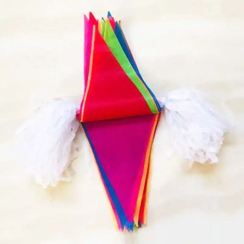 

Triangle Colourful Flags 100 Pieces Pennant Bunting Banners 14x18cm Polyester 50M Hanging String Celebrating Flag Decoration