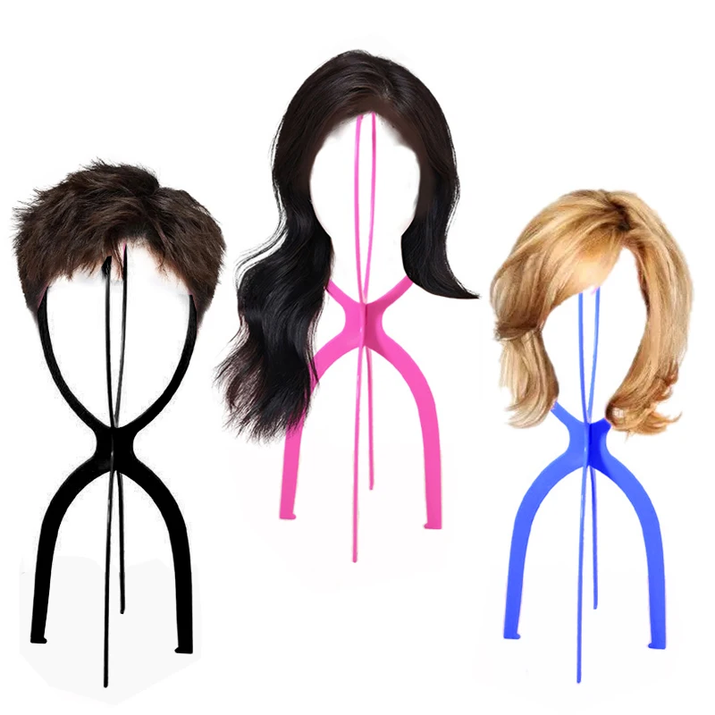 2PCS 16.8 Inch/13.2Inch  Wig Stand Collapsible Wig Holder Durable Wig Display Tool Travel Wig Stand for All Wigs
