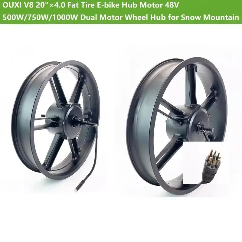 AliExpress NONE OUXI V8 20"x4.0 Fat Tire E-bike Hub Motor 48V 500W/750W/1000W Dual Motor Wheel Hub for Snow Mountain