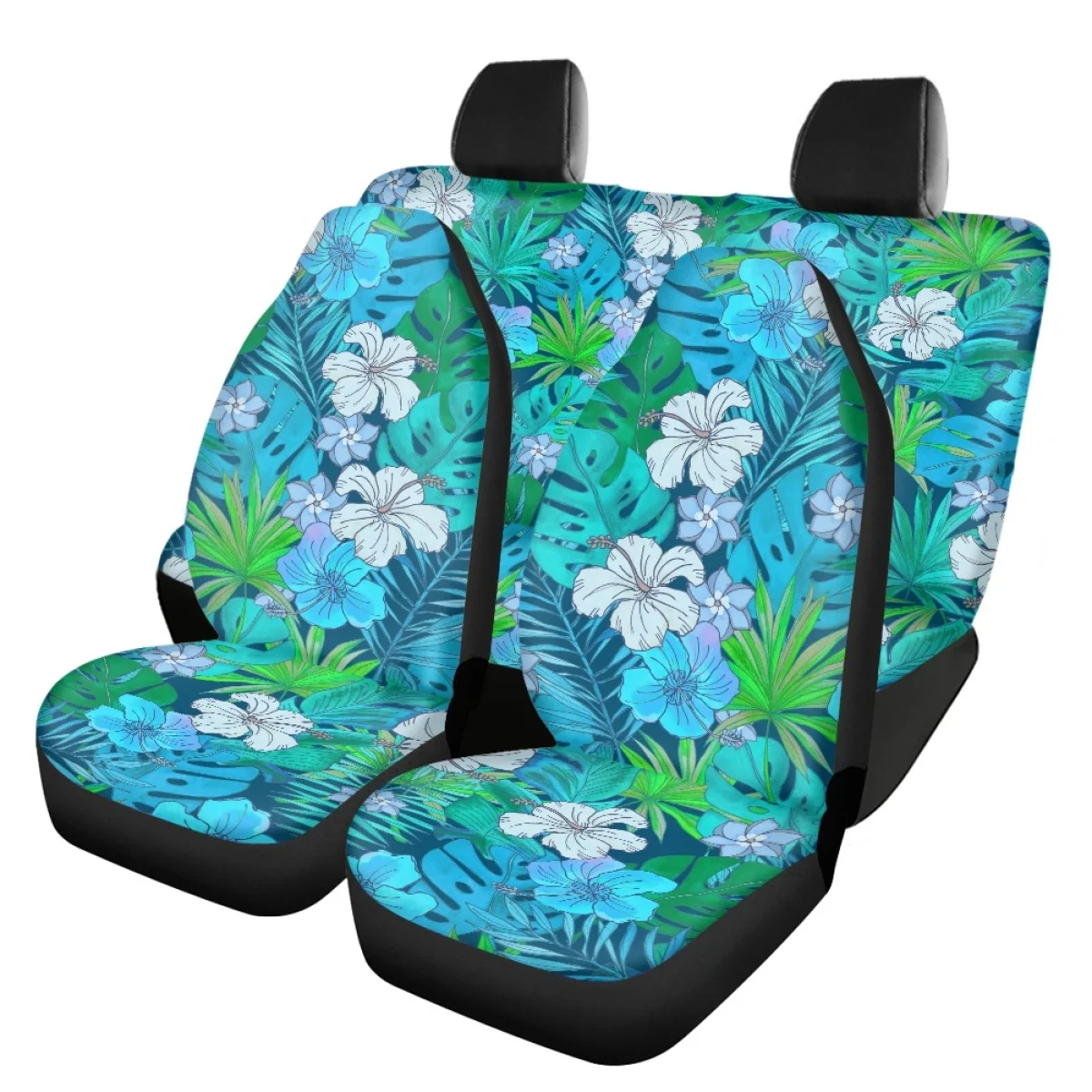 Hibiscus Print Durable Car Seat Cover Sets for Women Easy Clean Cars Seat Cushion Hawaiian Botanical Design Vehicle Seat Protect