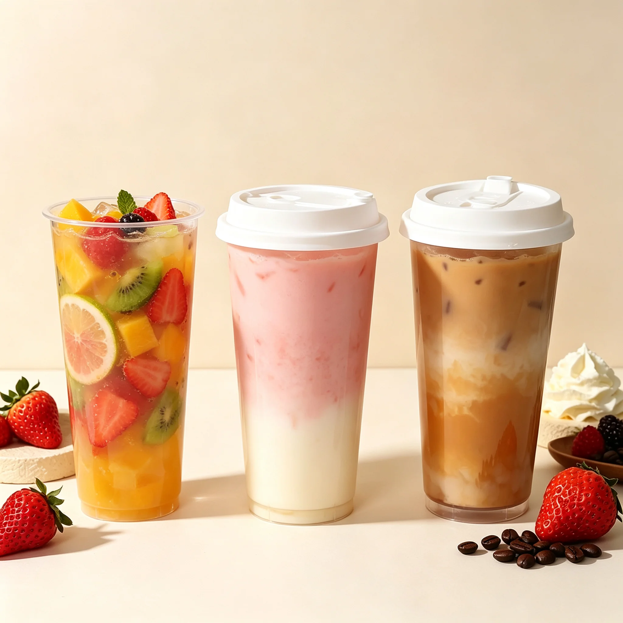 50Pcs Clear Plastic Tumbler with Lid, Multi-purpose Disposable Cup for Coffee, Milk Tea, Fruit Juice for Takeaway & Daily Use