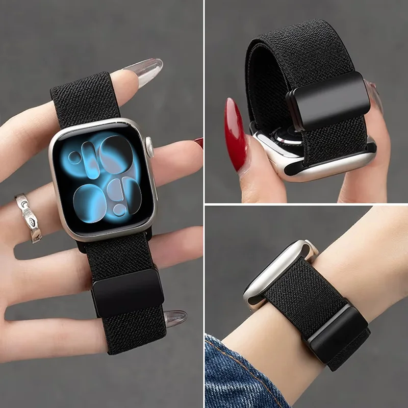Magnetic straps For Apple Watch Band 40mm 44mm 45mm 41mm Nylon bracelet iwatch Ultra3 49mm Series 11 42mm 46mm 10 9 8 se3 strap