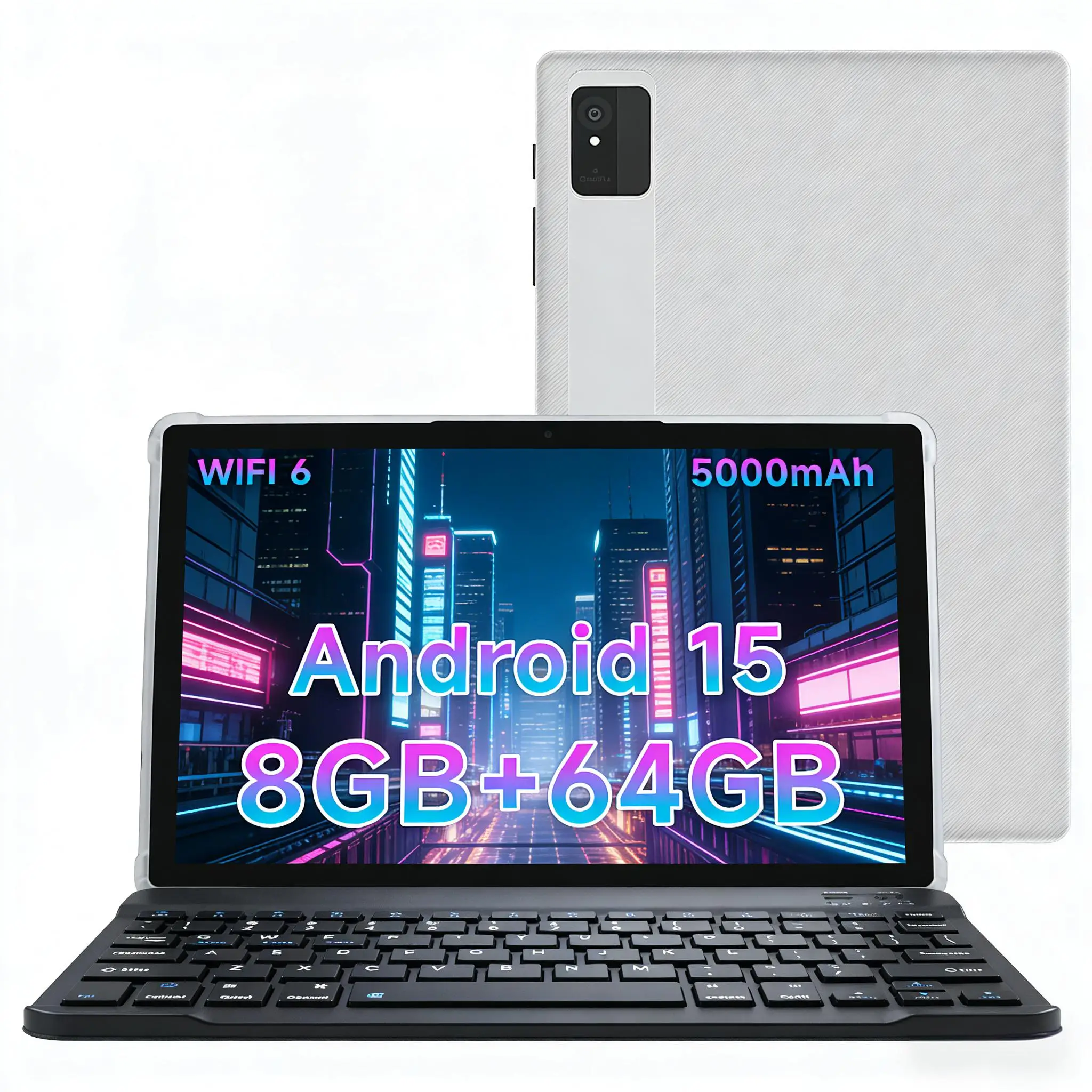 Paitanry CH10 Android 15 Tablet 10.1 Inch IPS HD Touch Screen Octa Core 8GB RAM 64GB ROM WiFi Dual Cameras GPS Portable Tablet