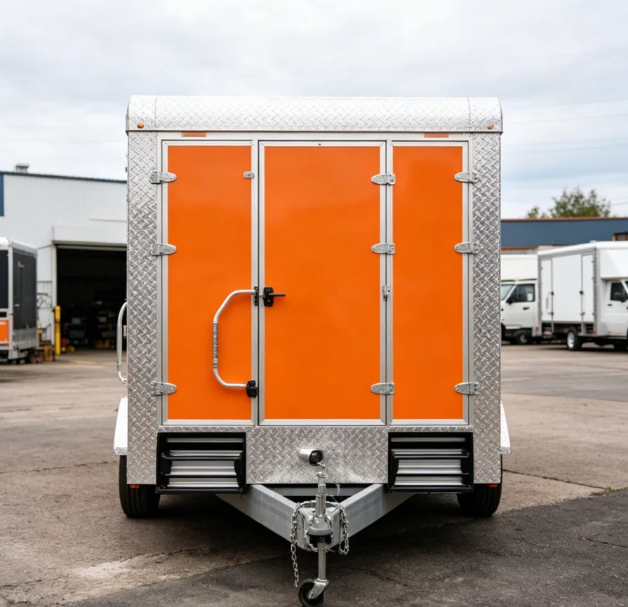 3.6m Steel Portable Toilet Trailer with 2 Doors 2-Stall Mobile Restroom Eco-Friendly & Durable Modern Design