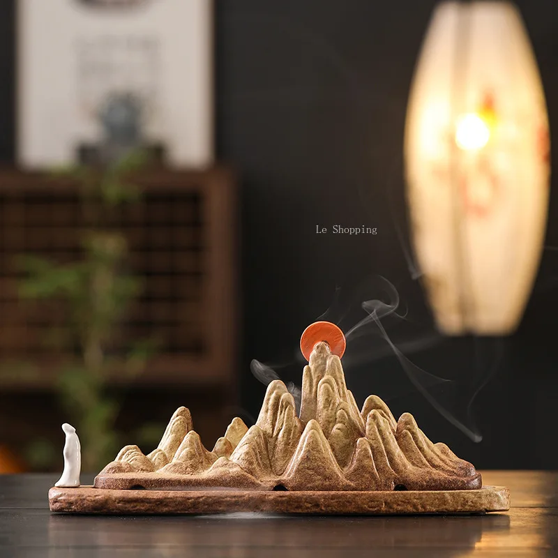 Qianli Shanhe Incense Stick Incense Box/Ceramic Burner Household Indoor Tea Table Study Ornament Purify Air Religious Supplies