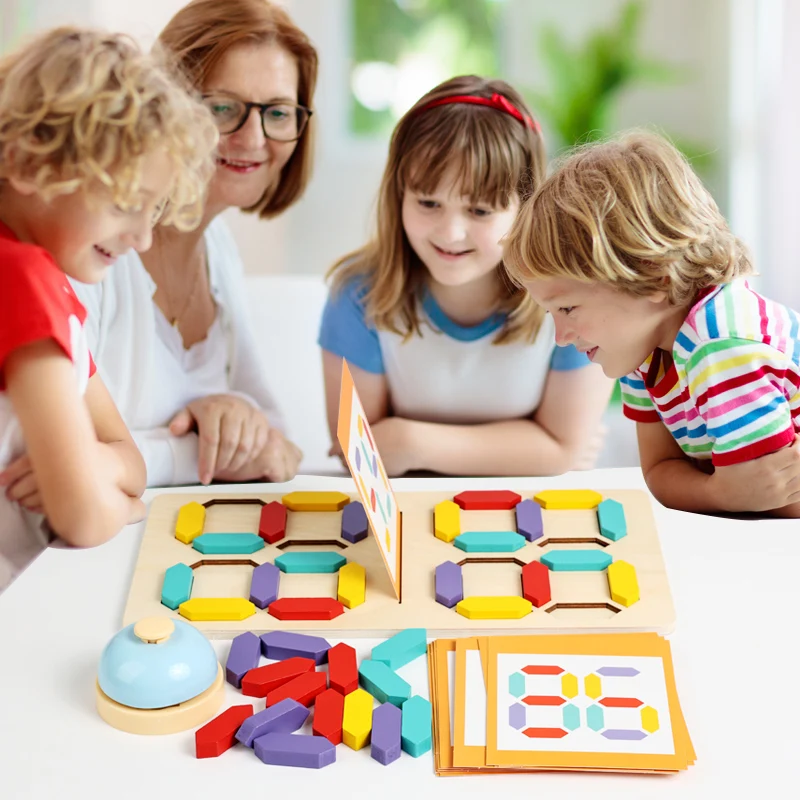 Gioco di blocchi di costruzione per battaglia con numeri in legno - Giocattolo per l'apprendimento della matematica per bambini per abbinamento di numeri e ordinamento dei colori Gioco interattivo