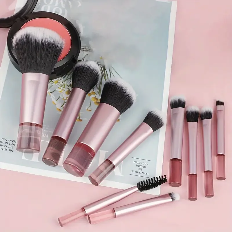 10-teiliges Mini-Make-up-Pinsel-Set für Foundation, Puder, Lidschatten, Rouge, Concealer und Mischwerkzeuge für glattes und makelloses Make-up