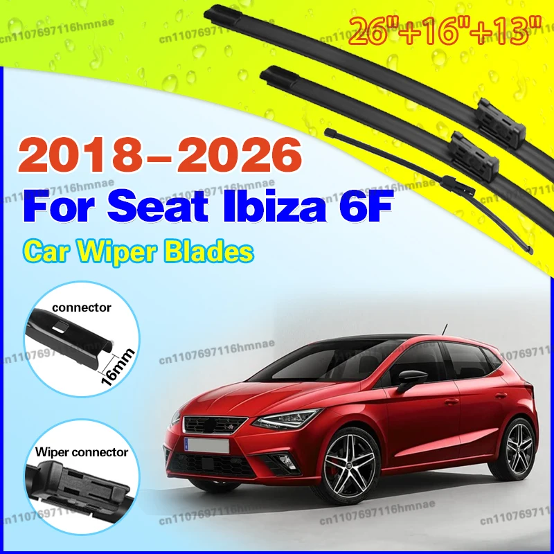 

Комплект щеток стеклоочистителя (левый руль) для Seat Ibiza 6F 2018-2026: передние и задние щетки для лобового стекла, 26, 16, 13 дюймов