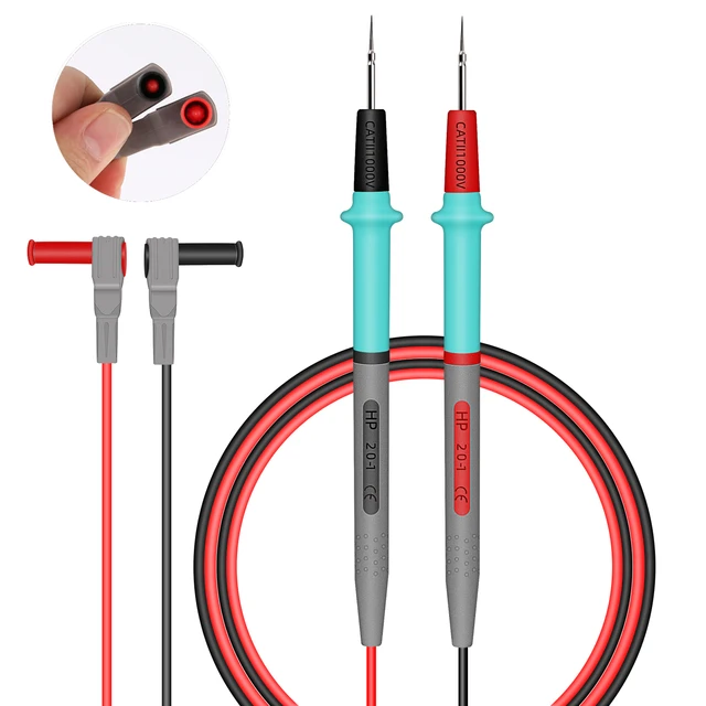 20A 1000V multimetr przewody pomiarowe końcówka igłowa Pin cyfrowy Multi Meter przewód zasilający Pen woltomierz silikonowy Tester Instrument część zestaw