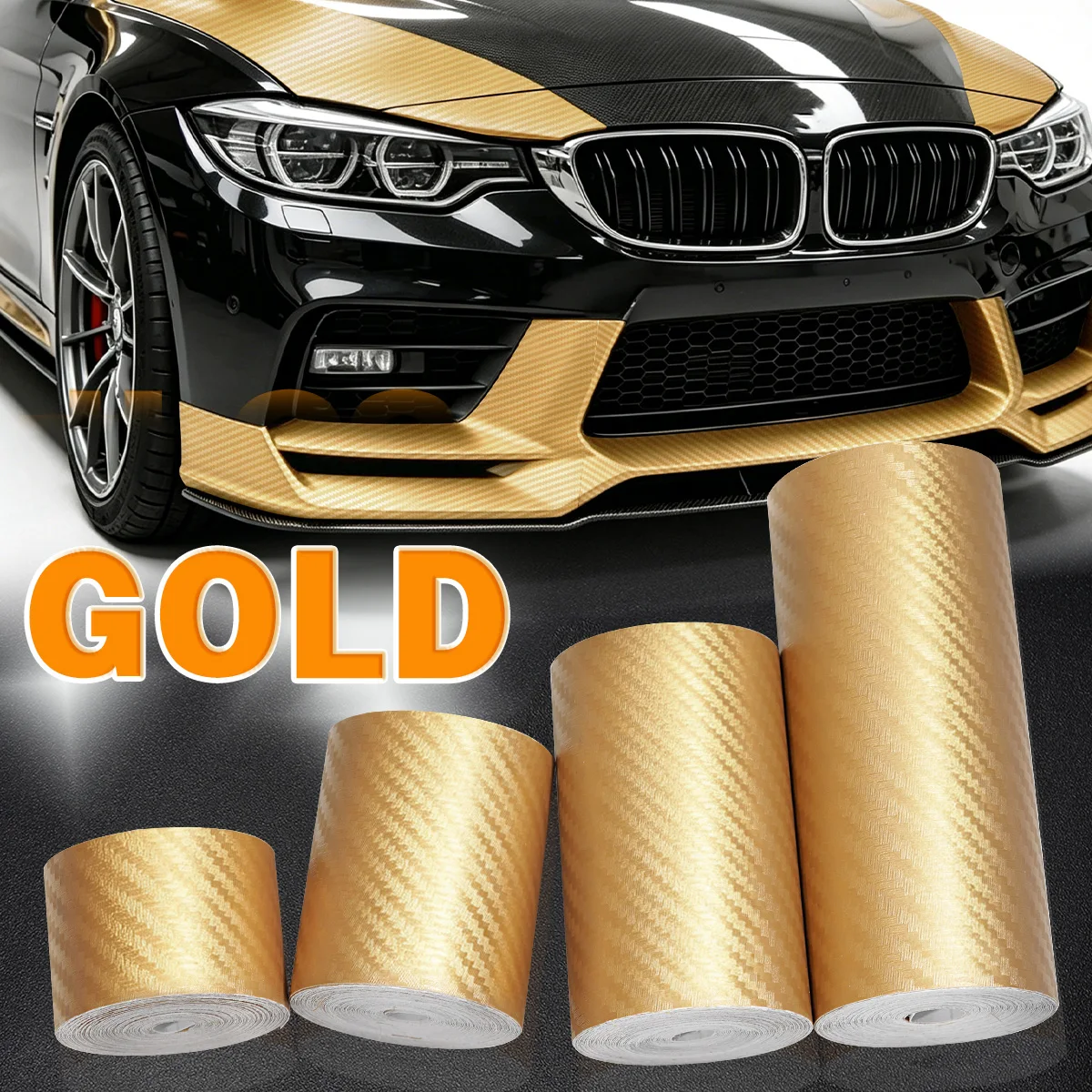 Matte Gold Carbon Fiber Automotive Adhesive Tape Roll Protective Car Film Self-Adhesive Film 3D Vinyl Car Film Accessories