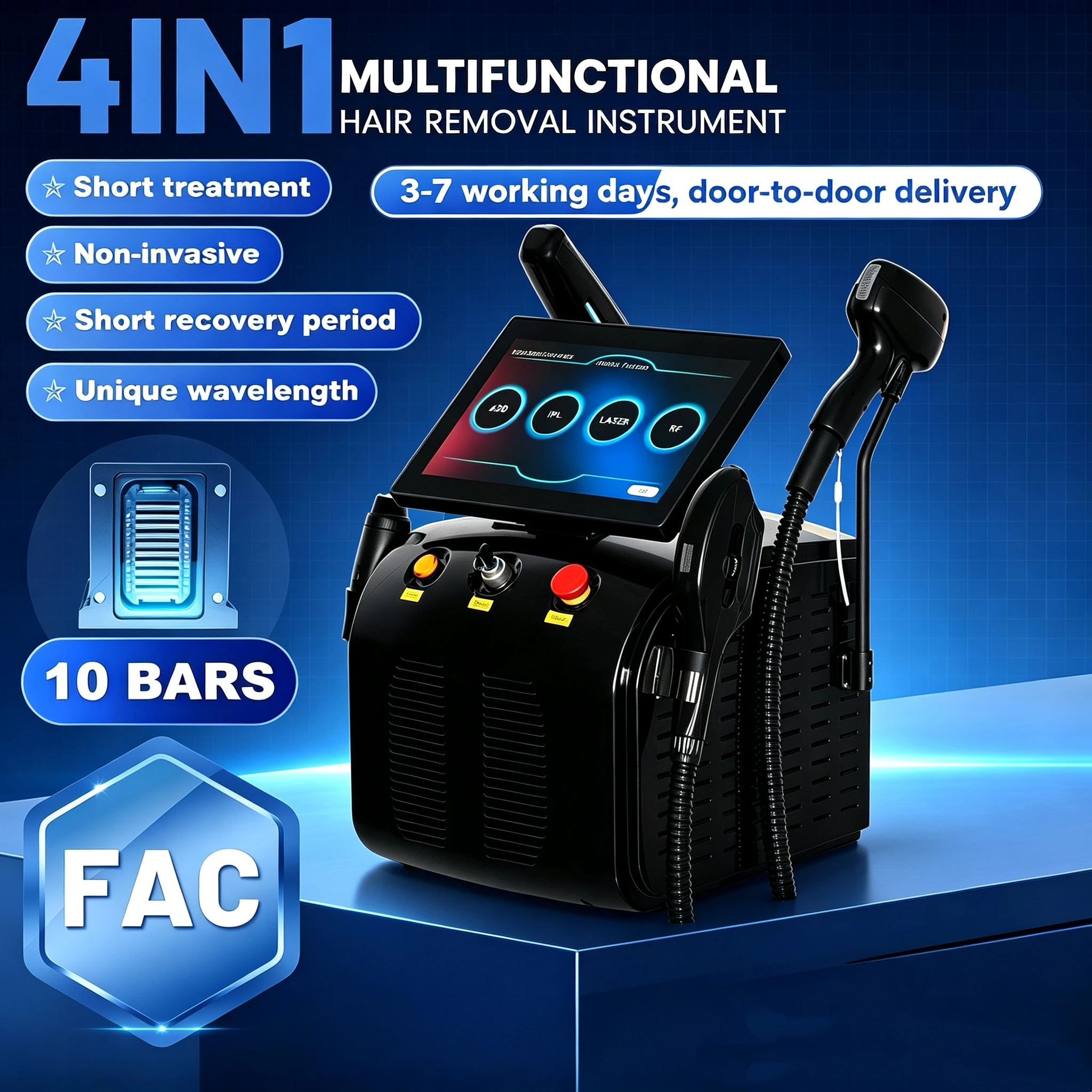 5000W 4in1 Multifunctional Beauty Machine with Diode Laser Pico DPL And RF for Skin Rejuvenation Hair Removal And Tattoo Remov