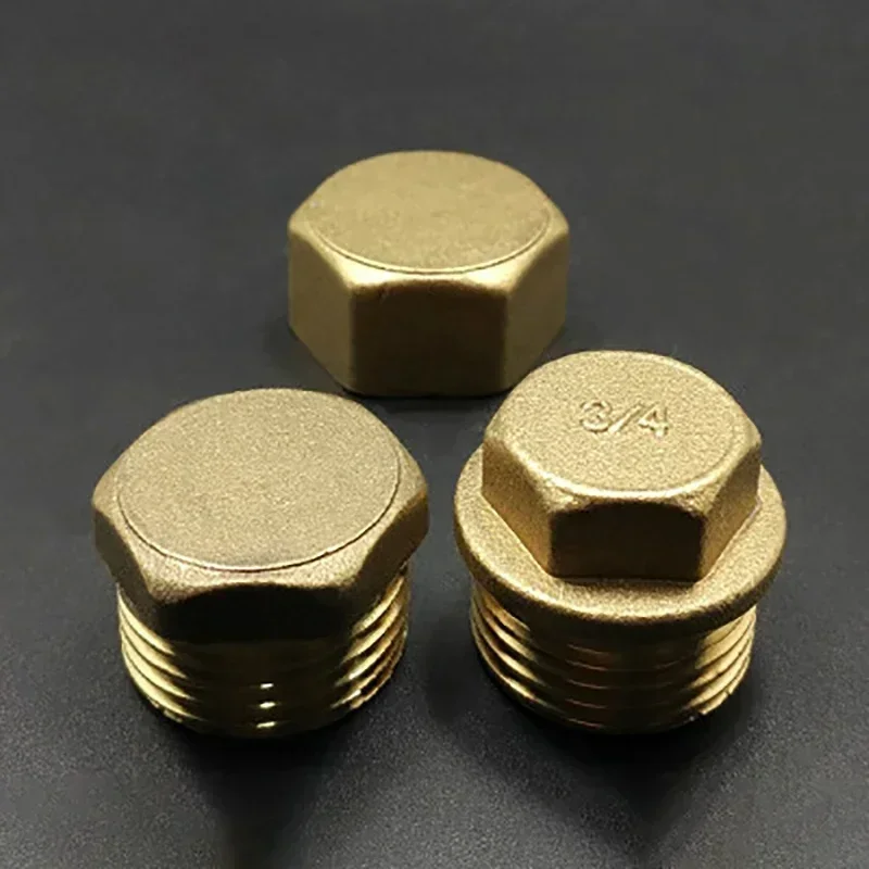 Brass Pipe Hex Head Brass End Cap Plug Fitting 1/2