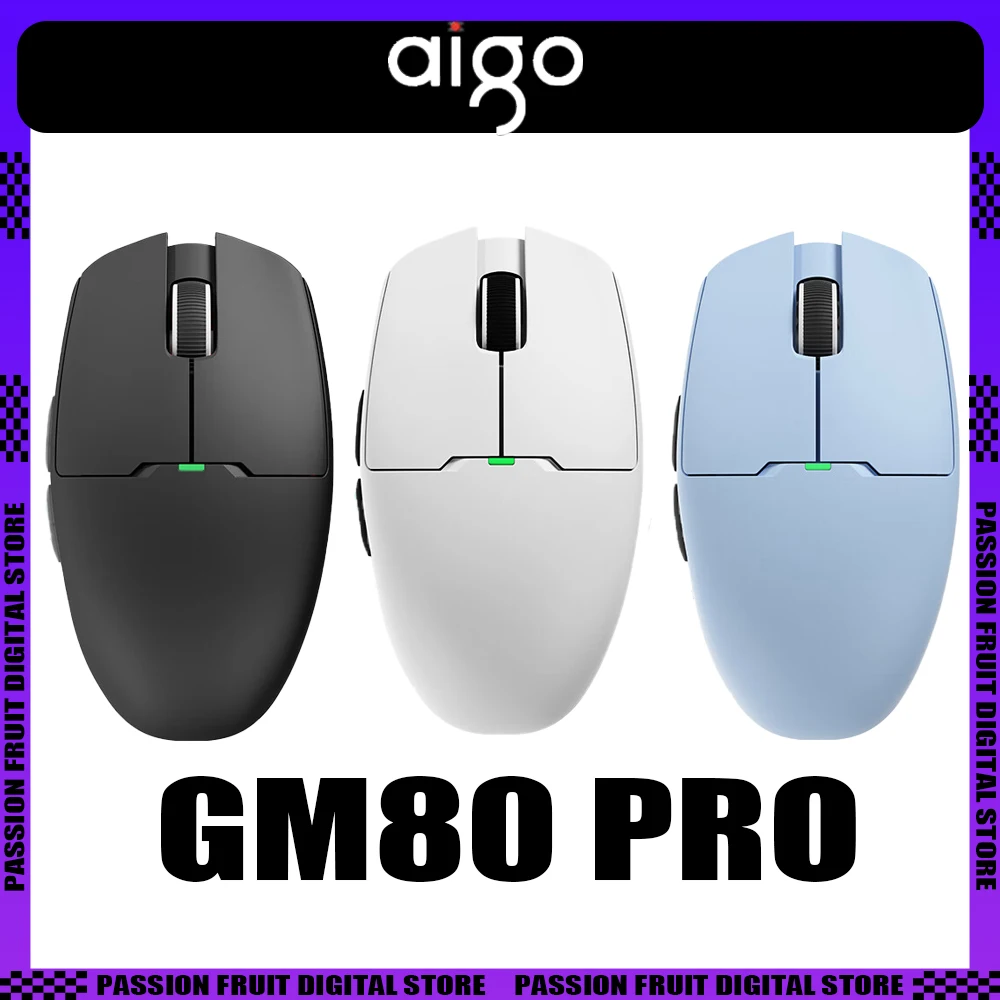 Aigo GM80 PRO Wireless Mouse Bluetooth Three Mode PAW3395 Low Delay Gaming Mouse Lightweight PC Gamer Accessories Office Gifts