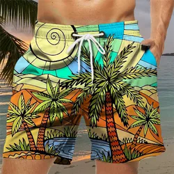 Pantalones cortos de playa holgados para hombre y mujer, Shorts deportivos informales de gran tamaño con cordón, secado rápido, estampado 3D de árbol de coco, Verano