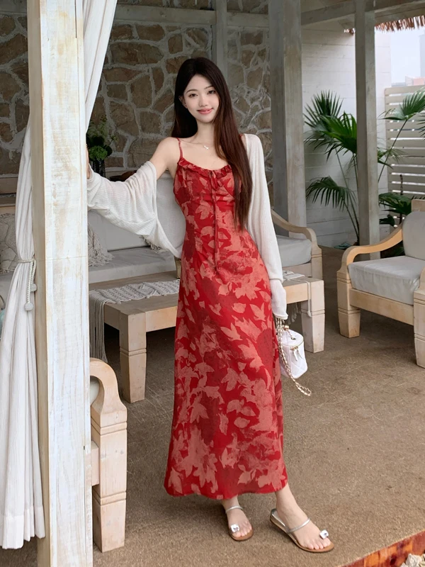 

plus Size Floral Print ter Dr Women's Slim Fit Bodycon Skirt Set New Chinese Sle National Trend Summer High Waist A-L...