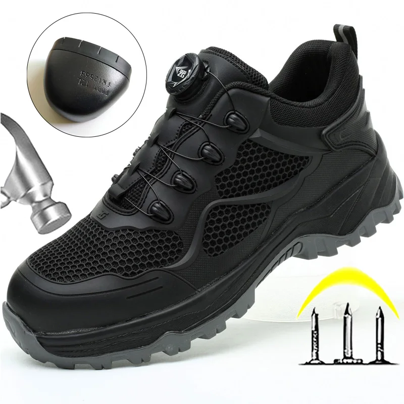 

Высококачественная рабочая защитная обувь, устойчивые к проколам рабочие ботинки, туфли со стальным носком, вращающаяся кнопка, неразрушимая обувь, защитные ботинки