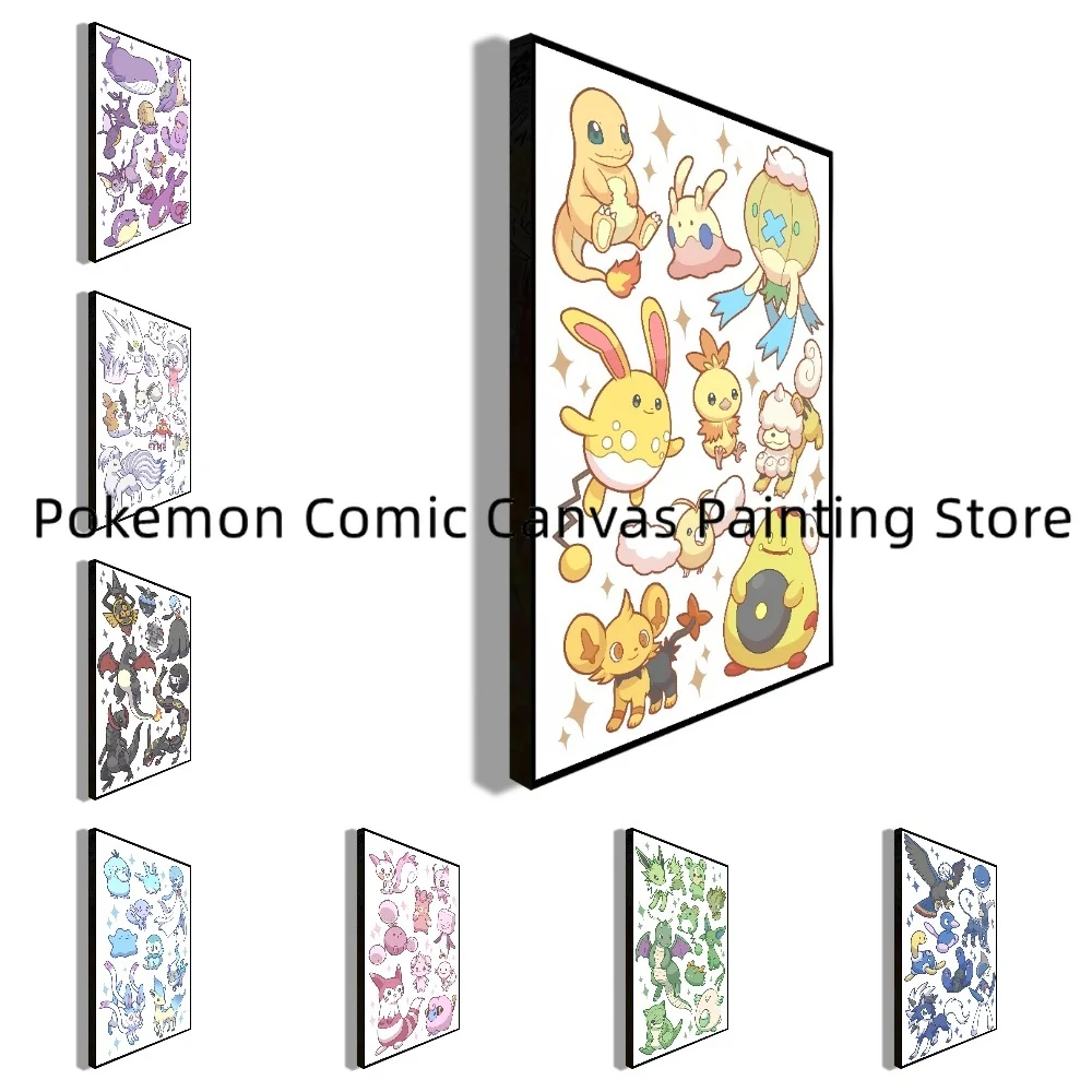 

Surrounding Japanese Anime Pokemon Kawaii Stickers and Posters Bedroom Home Decoration Accessories Canvas Wall Children's Gift