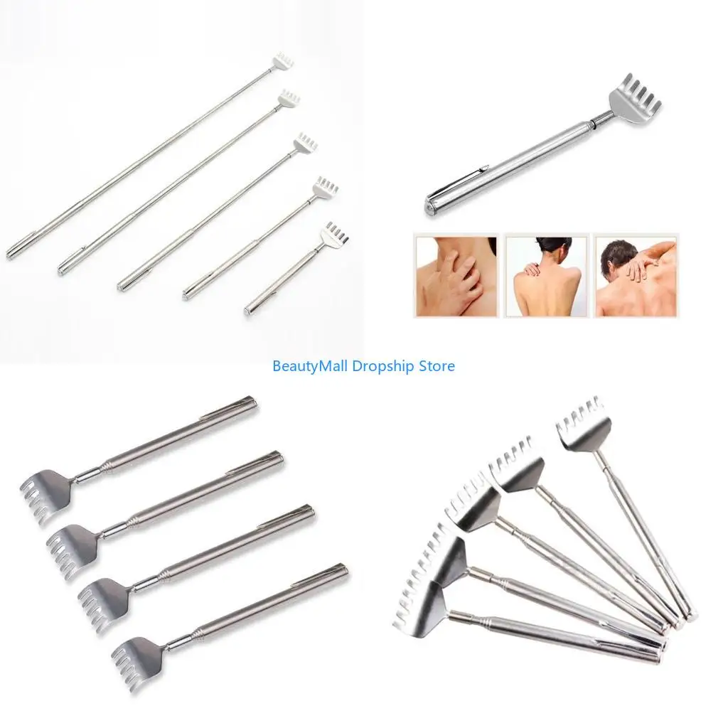 40JD Extendable Back Scratcher Metal Telescopic Anti Itch Claw Massager Extender Adjustable Elders Tickle Portable