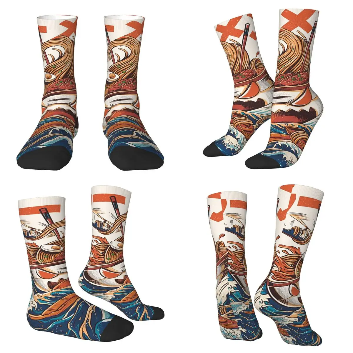 

Носки The Great Ramen Off Kanagawa, чулки высокого качества в стиле Харадзюку, всесезонные длинные носки, аксессуары для мужчин и женщин