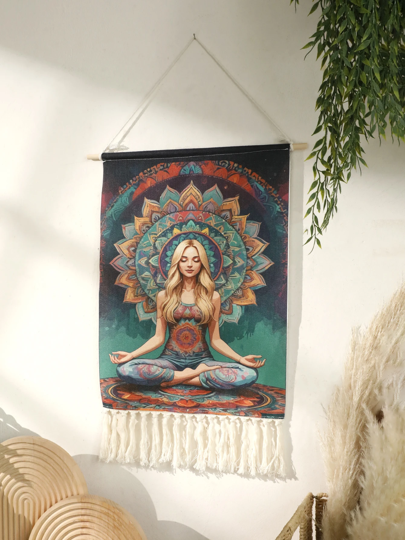 Makramee Yoga Wandteppich Wandbehang Meditation Goth Wandteppiche Boho Home Dekoration Wand dekoration Zimmer Schlafzimmer Dekore Ästhetik