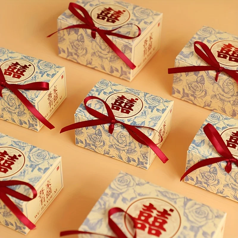 

50pcs Elegant Chinese Wedding Favor Boxes - Perfect for Candy, Chocolates & Party Supplies