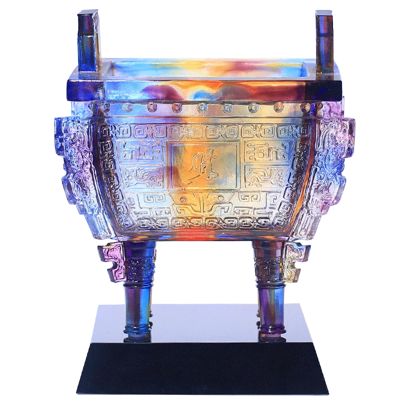 

Handicrafts living room glazed tripod ornament lucky square tripod opening gift