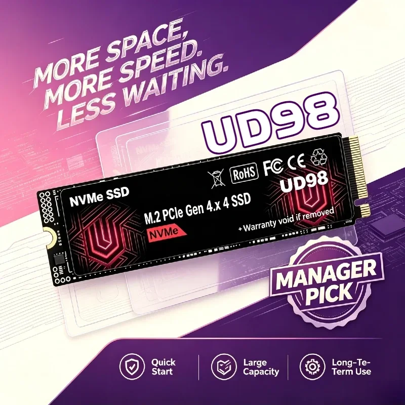 SSD Interno de Estado Sólido, Última Geração, Alta Velocidade UD98 M2 NVMe PCIe Gen4, 500GB, 1TB, 2TB, 4TB, para Jogos, Escritório, PC e Notebook