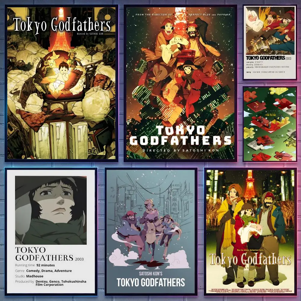 anime Tokyo Godfathers Poster HD Poster Anime Aesthetic Wall Art For Game Anime Lovers Bedroom Gaming Room Decor Ideal Gift