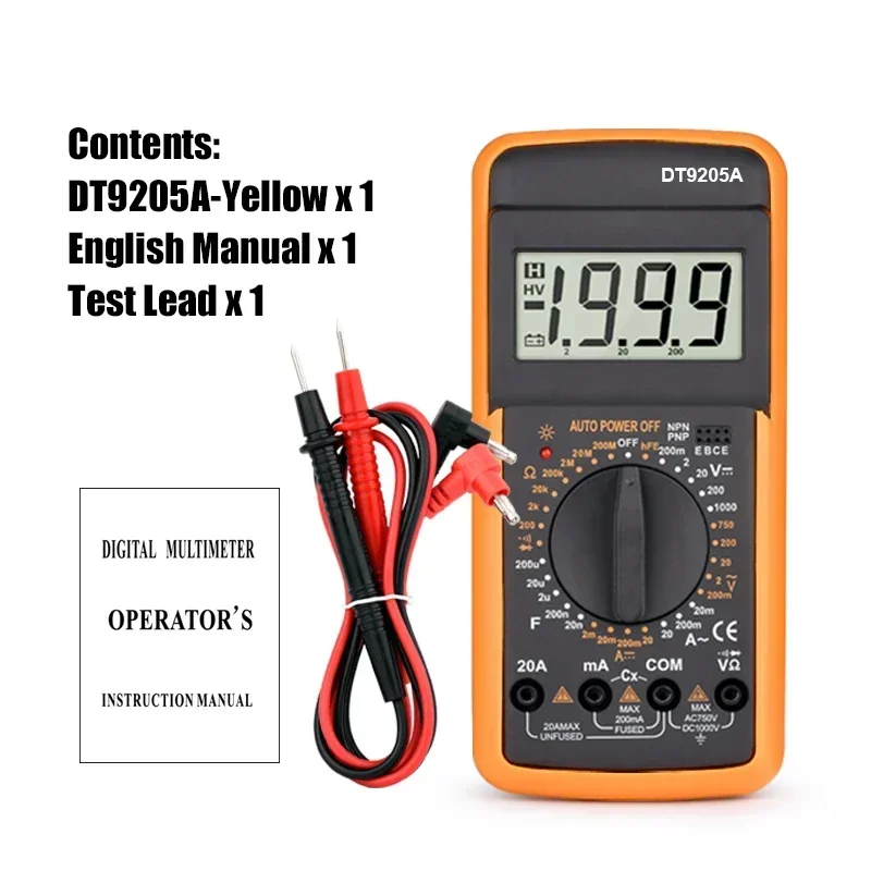 Professional Multimeter AC DC Voltage Current Resistance Capacitance HFE Diode Tester Multimeter Professional With Bazzer