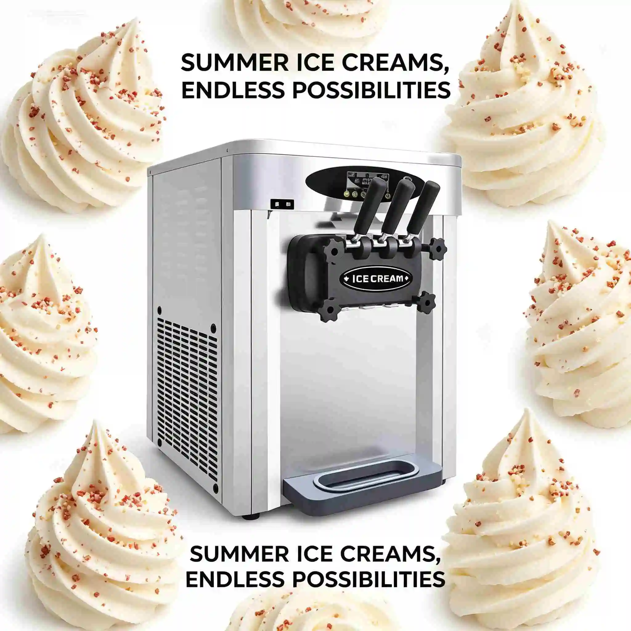

High Output Multi Flavor Ice Cream Machine, Stainless Steel Body for Commercial Catering Mass Production