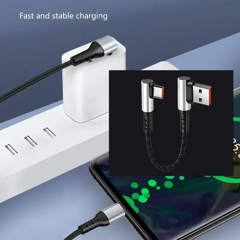 6A 0,25 0,5 M Kurzes Kabel 90 Grad Winkel USB A Zu Typ C Kabel Schnelle Lade Datenkabel Power Bank draht Für Telefon Lautsprecher