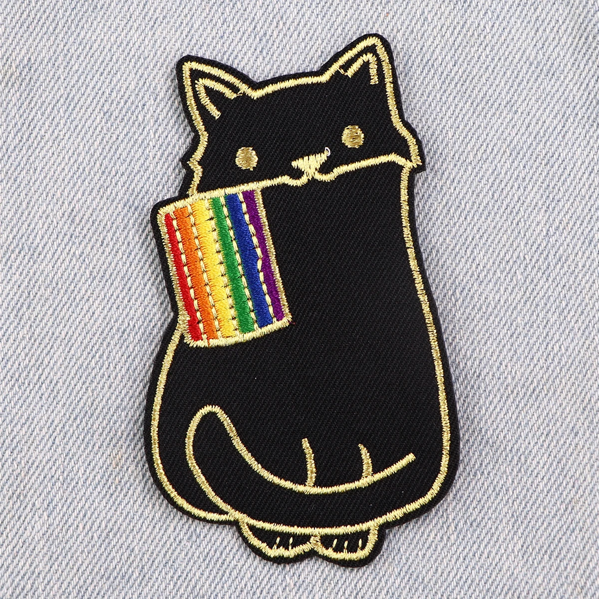 Rainbow LBGT Pride Cat Iron On Patch Clothes Patch For Clothing Embroidered Patch Garment Apparel Accessories Sewing Stickers