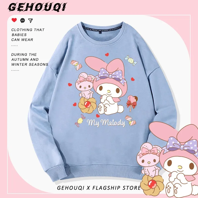 

2024 New Melody Crewneck Hoodie Female Autumn Sanrio Melody Co-girls Cute Loose Clothes