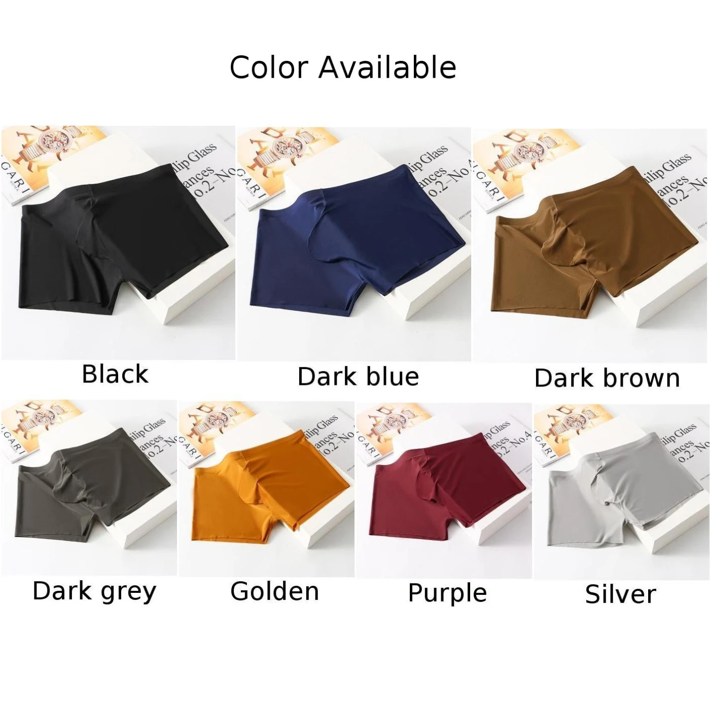 جميع المواسم اليومية الرجال الملابس الداخلية الملاكم ملخصات الصلبة سيور السروال تنفس مريحة الحرير الجليد خفيفة الوزن #6