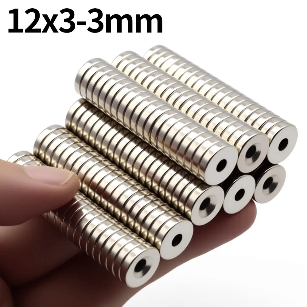 12x3-3mm Super Strong Neodymium Magnet N35 NdfeB Permanent Magnetic imanes Round With Holes Powerful Magnets Refrigerator Magnet