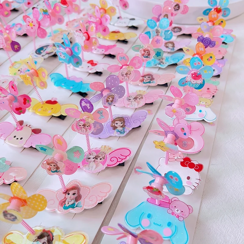 Creative Cute Rotating Pinwheel Hairpin Small Windmill Hair Clip Cute Cartoon Bangs Clip Princess Hair Accessories