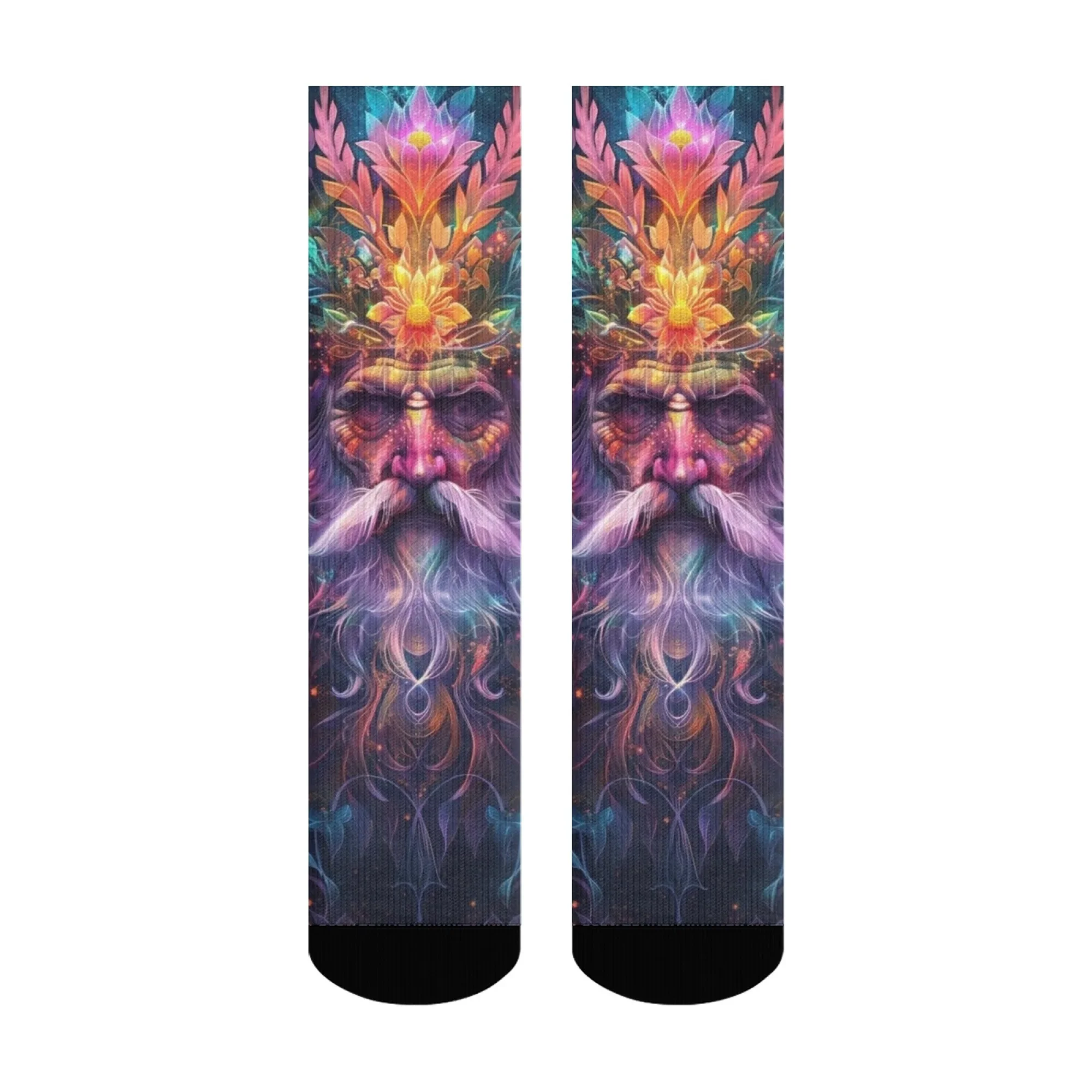 ถุงเท้าผู้ชายลายเทพปกรณัมป่าสไตล์ไซเคเดลิก แฟชั่นลำลอง สนุกสนาน ถุงเท้ากีฬา สไตล์ฮาราจูกุ ย้อนยุค นุ่ม ระบายอากาศได้ดี ใส่กลางแจ้ง กันลื่น