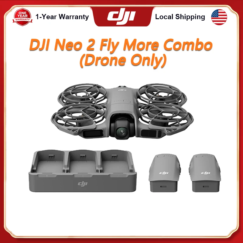 DJI Neo 2 Fly More Combo (Drone Only) 4K Drones With Camera Palm Takeoff & Landing Gesture Control Neo 2 DJI Drone ActiveTrack Omnidirectional Obstacle Sensing 3 Batteries