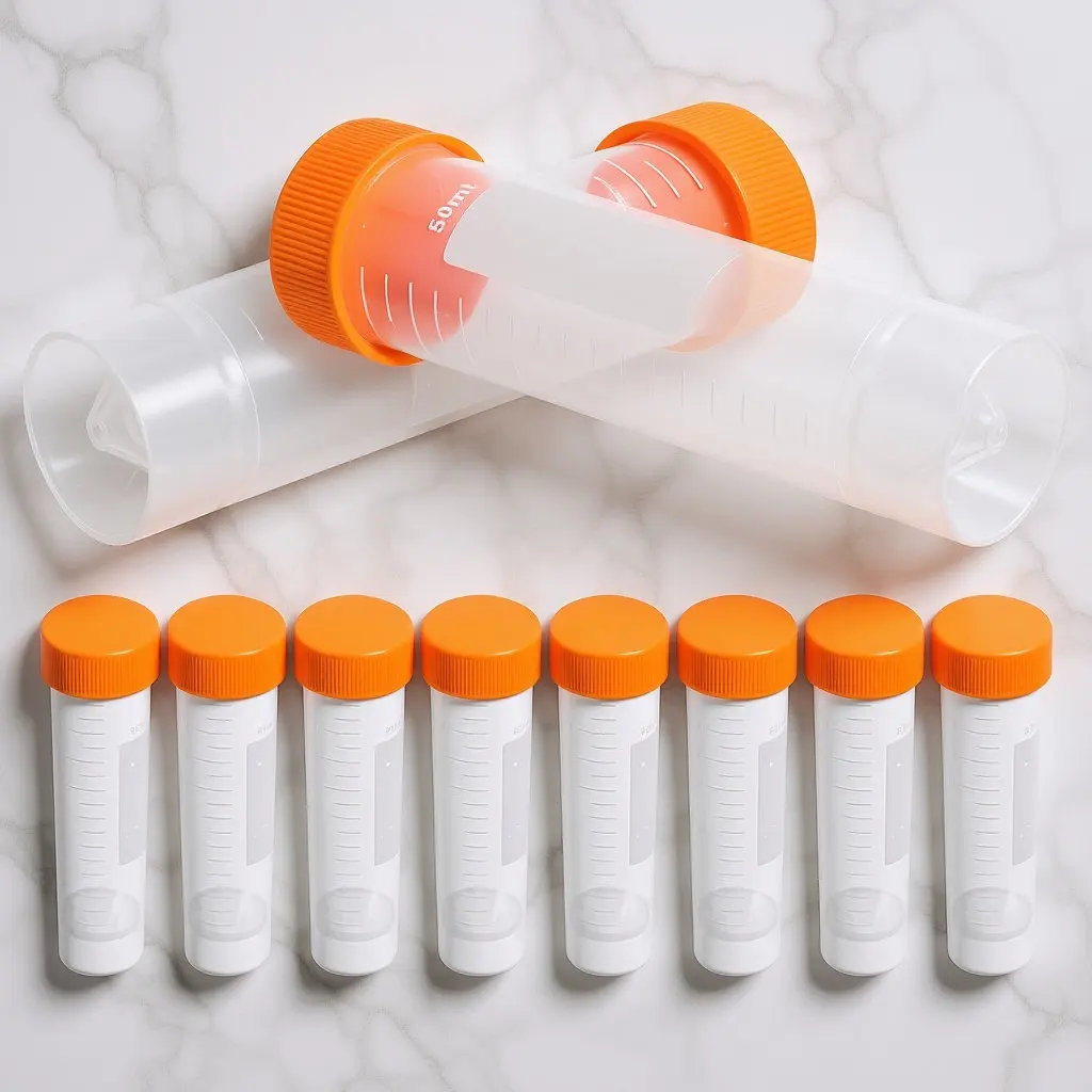 

10Pcs 50Ml Centrifuge Test Tubes Screw Cap Polypropylene Reliable Leak Proof Lab Tubes for Experiments Sample Storage Plastic