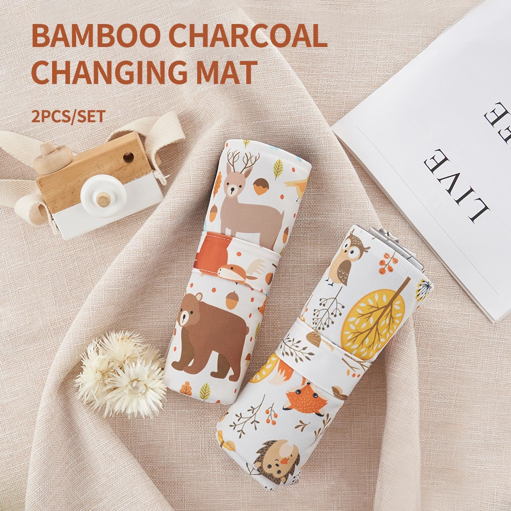 Elinfant 2 Piece/Set Changing Mat Waterproof Washable Bamboo Charcaol Changing Pads/Covers Comfortable Sheet Mat Bed Pads