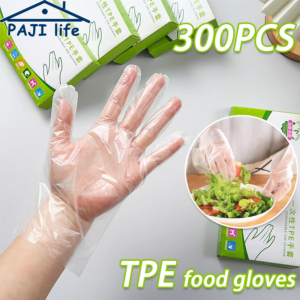 

TPE Disposable Food Gloves Latex Free Grade Transparent Non Slip Acid Work Safety Waterproof Kitchen Cleaning Baking Gloves