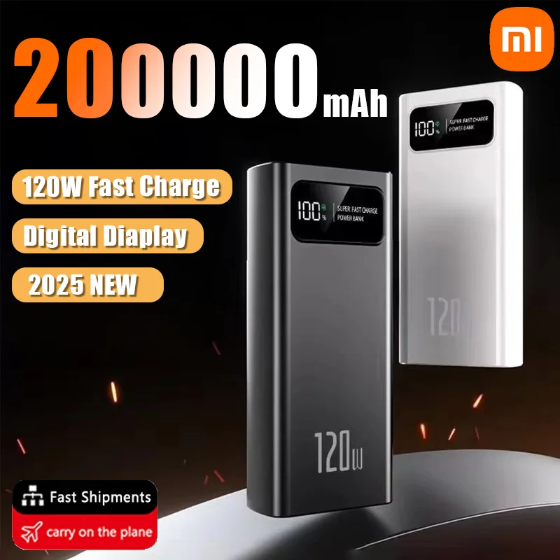

Xiaomi 200000mAh High Capacity Power Bank 120W Super Fast Charging Battery Digital Display Power Bank For Iphone Samsung Huawei