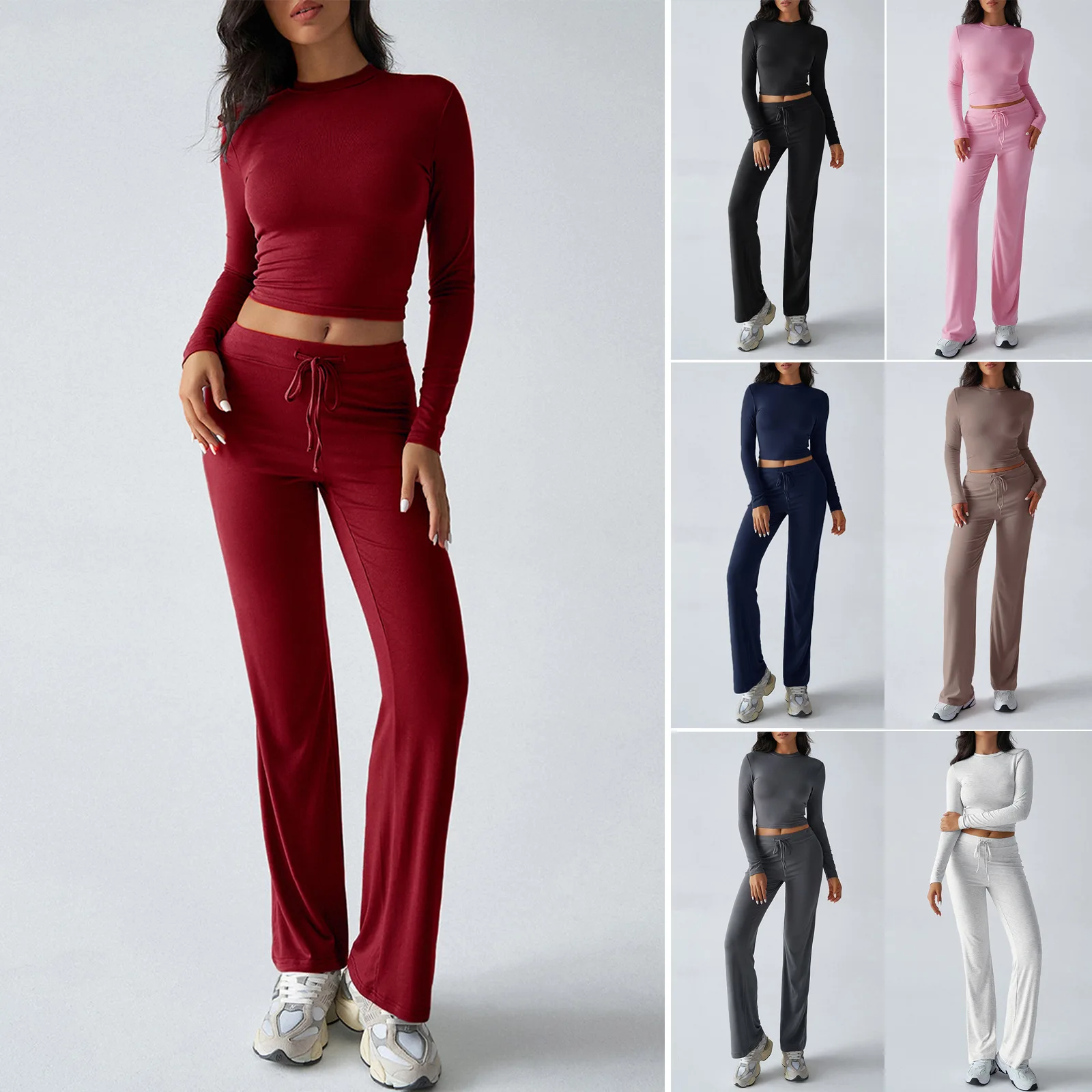 

Europe and the United States new autumn and winter Y2K leisure sports style slim long-sleeved shirt lace-up trousers suit