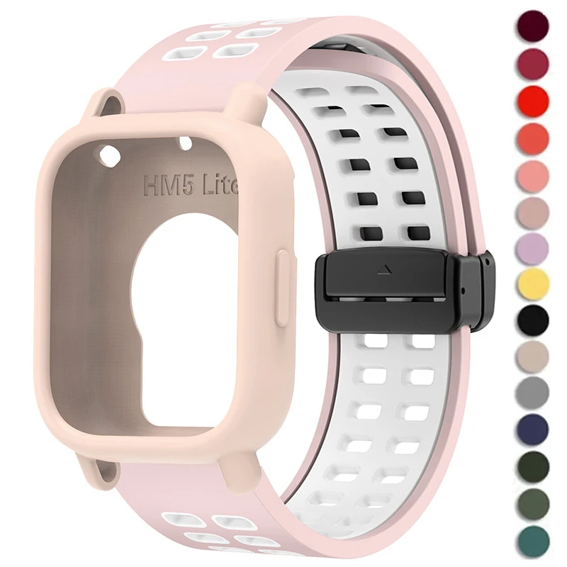 Silikonarmband + Hülle für Redmi Watch 5 Active 5 Lite, weiches Sportarmband für Redmi Watch 5 Active/5 Lite, Armband mit Klappknopf