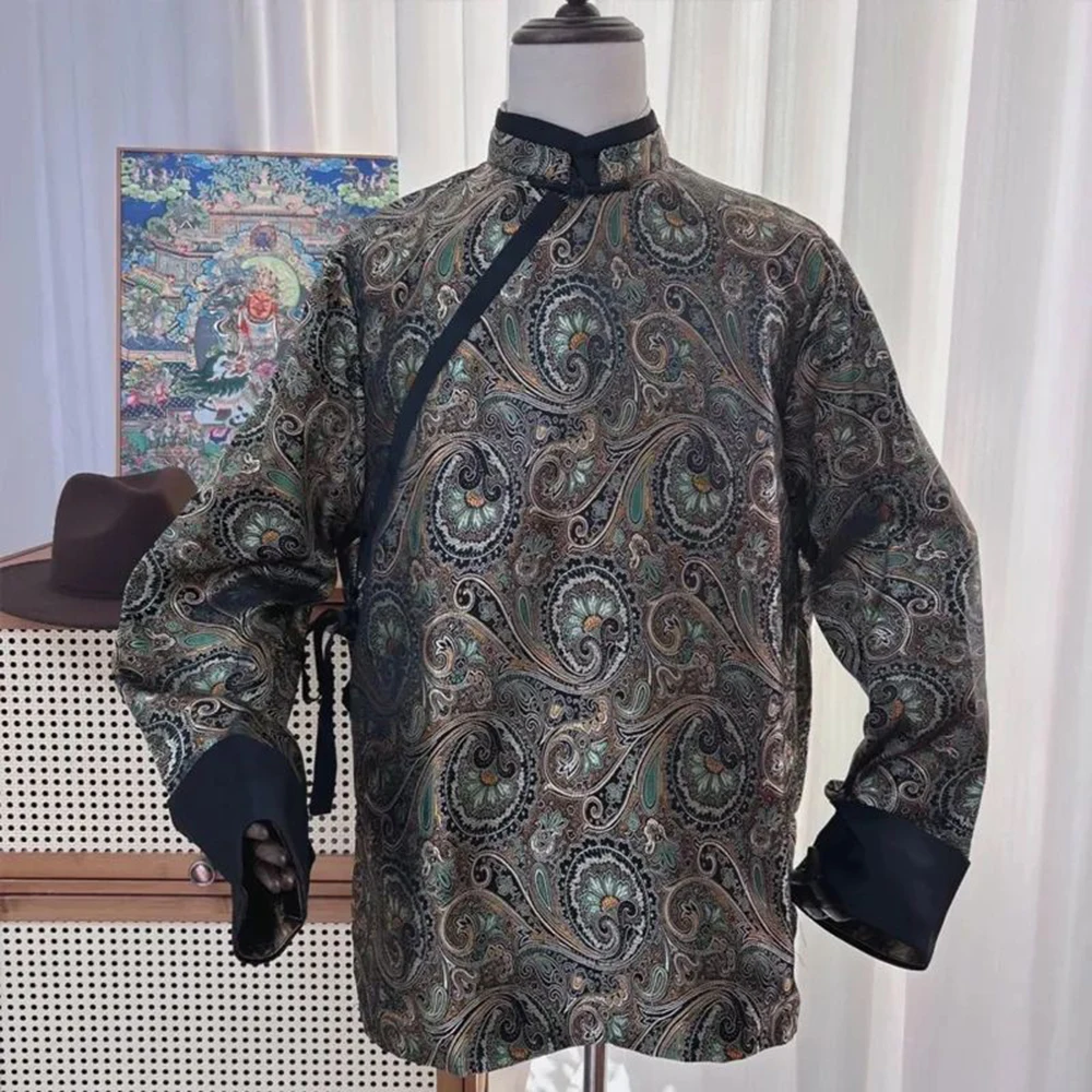 

Spring And Autumn New Ethnic Style Mens Clothing Chinese Style Button-Down Collar Shirt High-End Printed Niche Shirt For Men