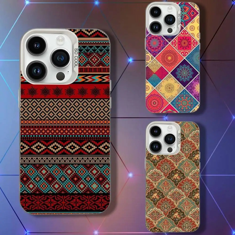 

Art Bohemian Patterne Phone Case For iPhone 16,15,14,13,12,11,Pro,XS,Max,Plus,Mini,SE White Candy Matte Shockproof Cover