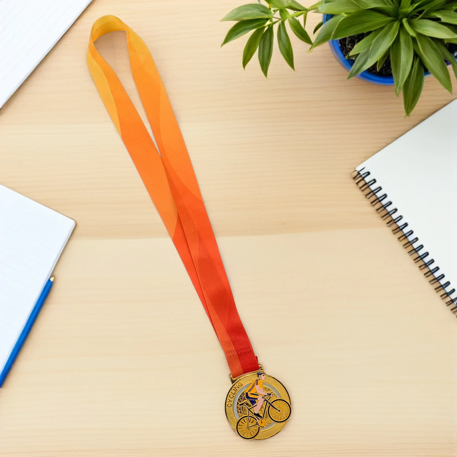 Gold Metal Cycling Medal Award Neck Ribbon School Sports Tournament Student Biking Party Adult Trophy Sports Award