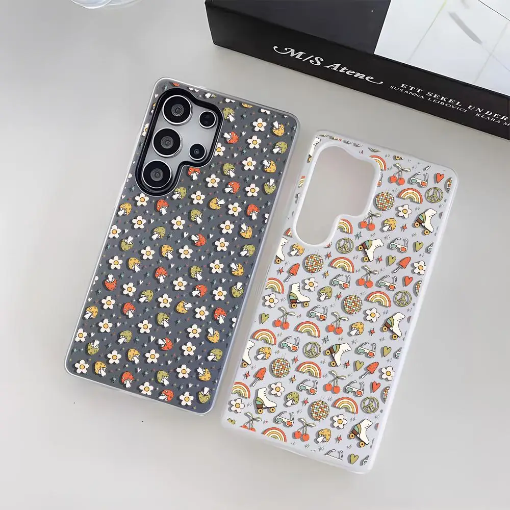 Cute Mushroom Phone Case For Samsung Galaxy S25 S24 S22 S23 Ultra S21 S20 Plus Frosted Jelly Shockproof Soft Cover