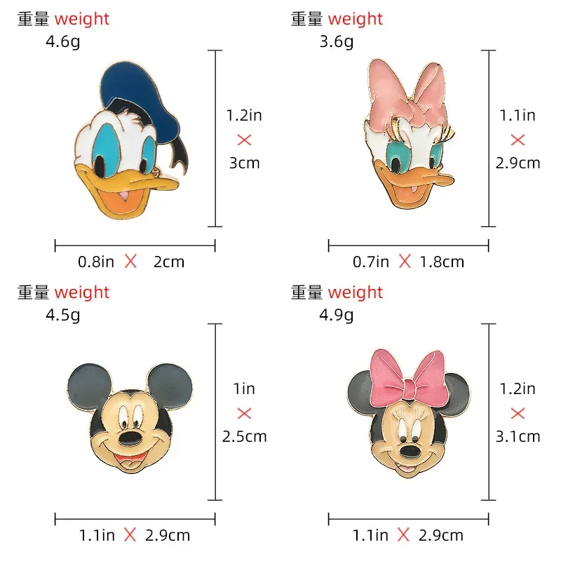 Disney Mickey Donald Duck Cartoon Brooch Minnie Cute Pin Accessories Drop Oil Enamel Clothing Accessories Anti-slip Buckle